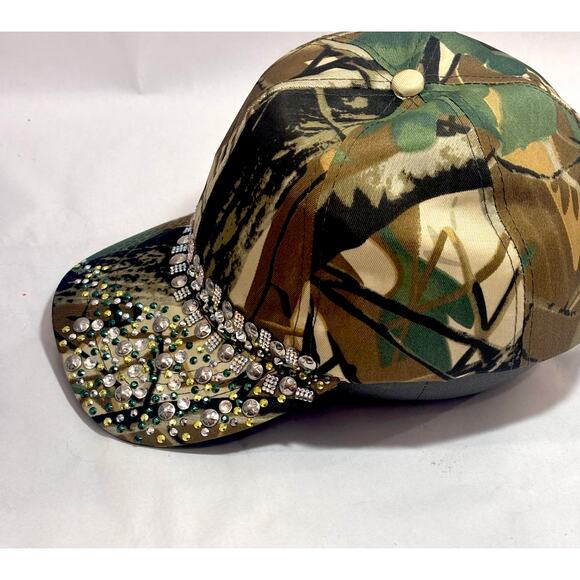 Real Tree style Camo Rhinestone Bling Streetwear Activewear Baseball Cap Hat - Picture 2 of 10